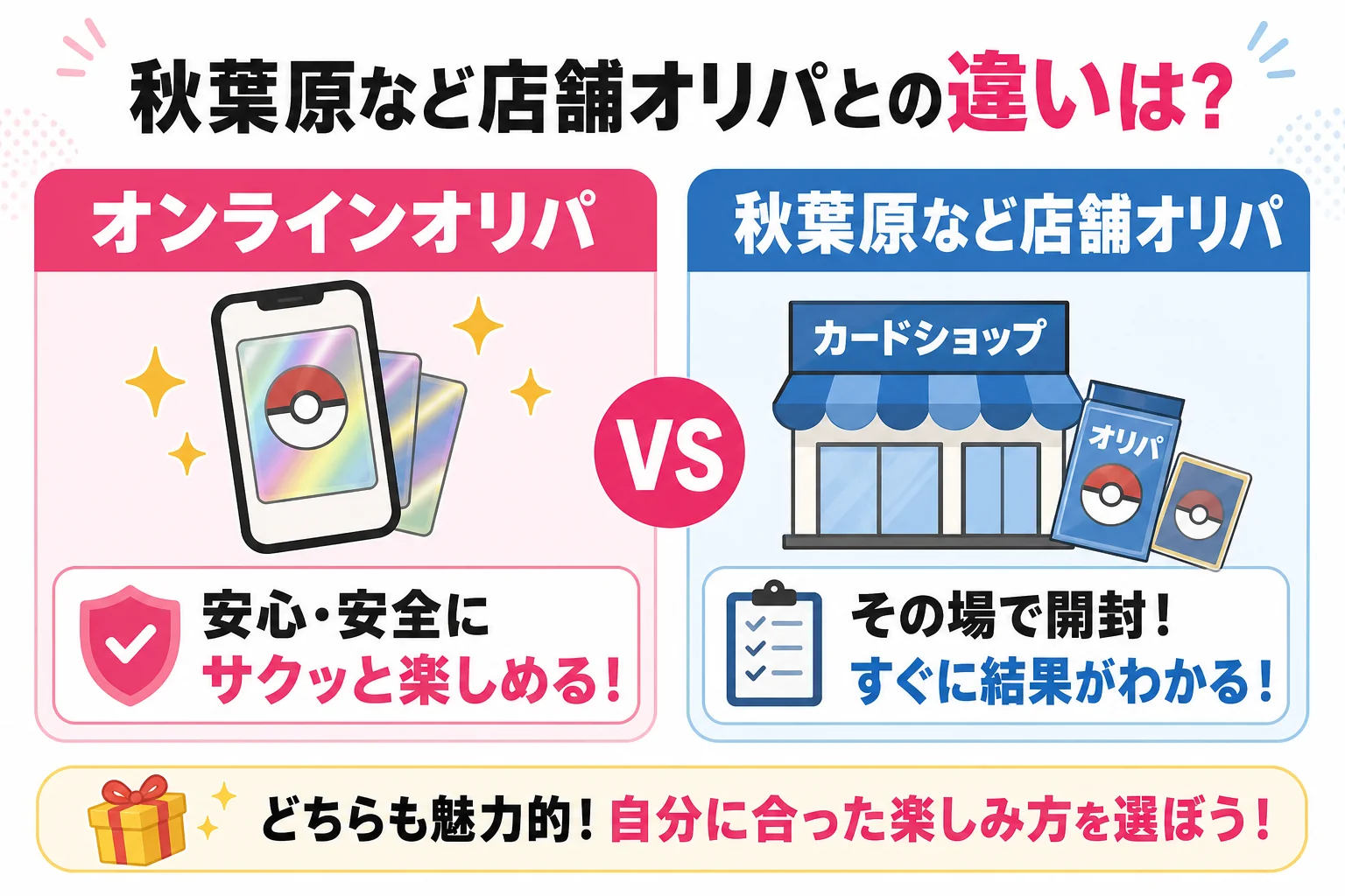 秋葉原など店舗オリパとの違いは?