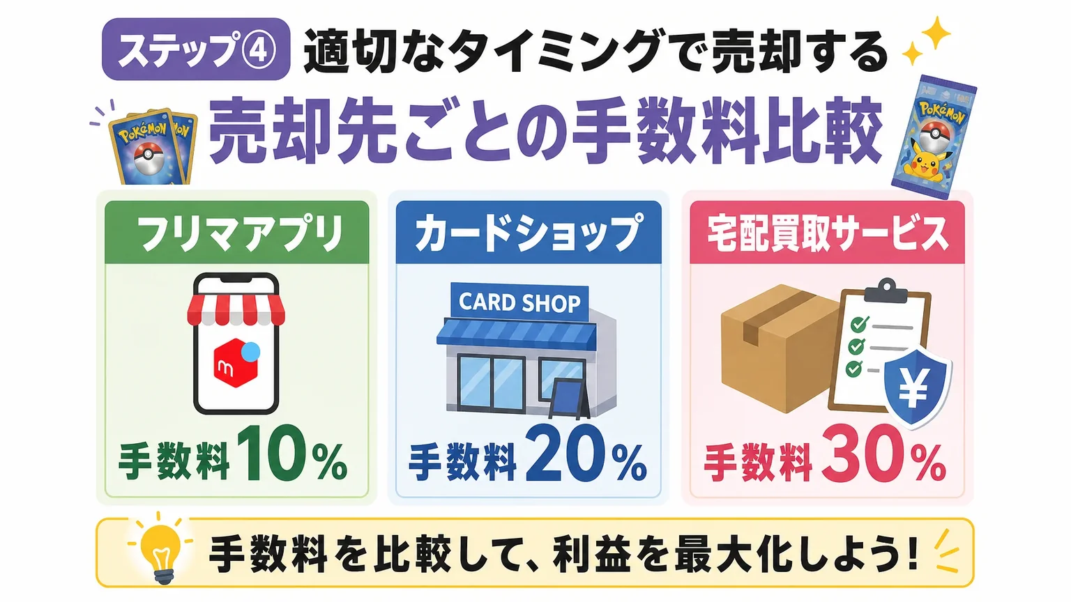 ステップ④適切なタイミングで売却する:売却先ごとの手数料比較
