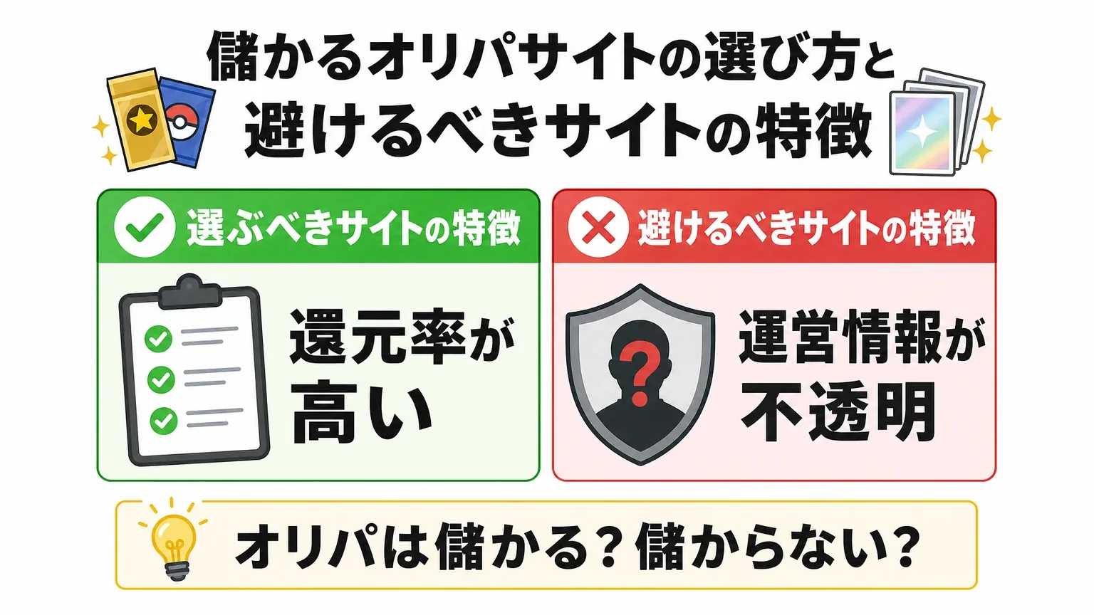 儲かるオリパサイトの選び方と避けるべきサイトの特徴