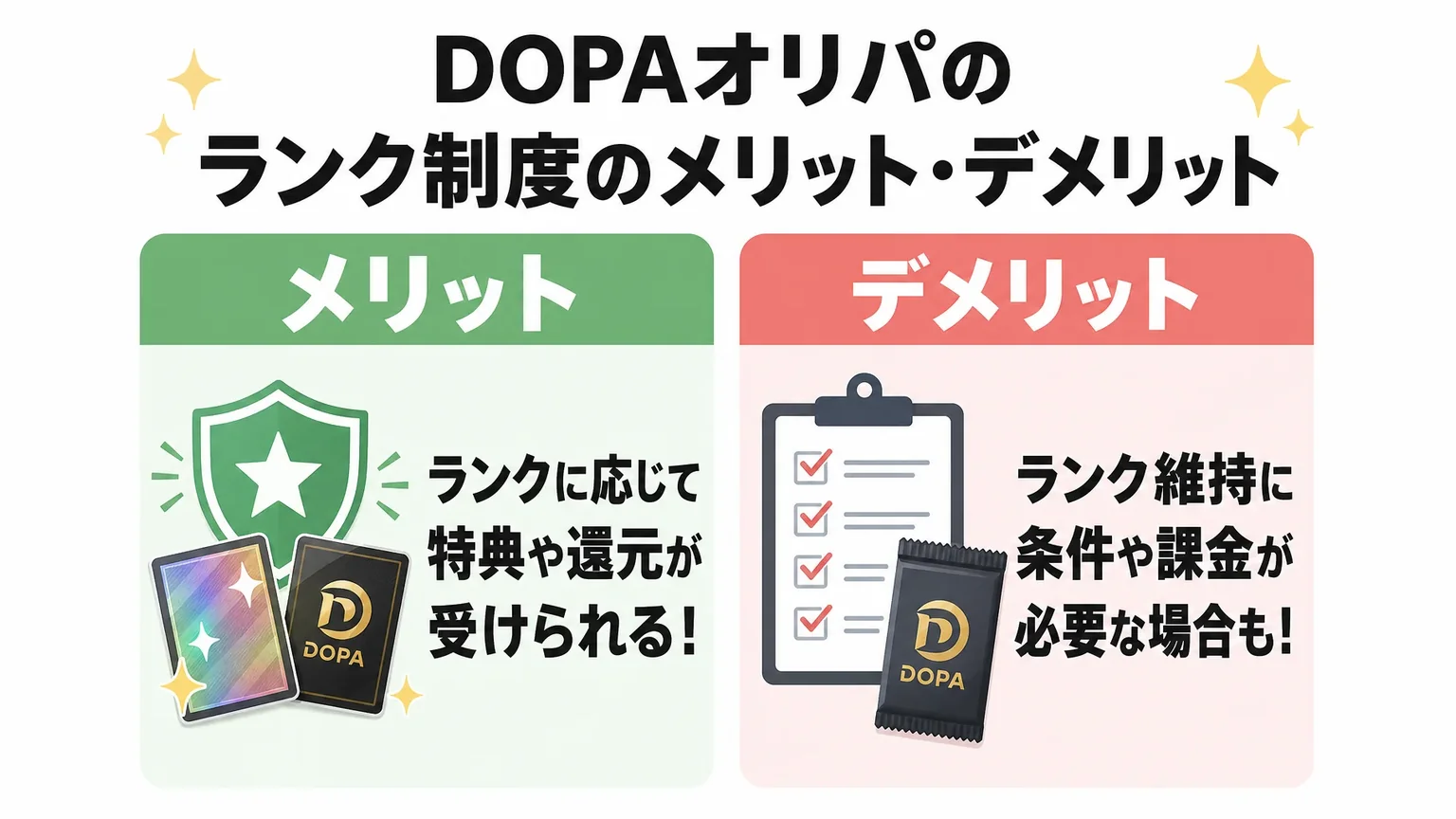 DOPAオリパのランク制度のメリット・デメリット