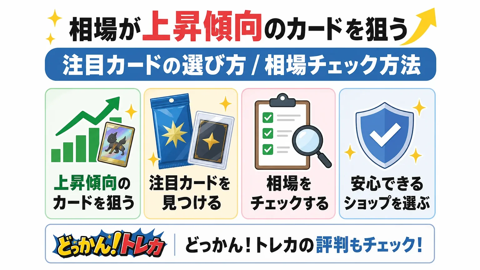 相場が上昇傾向のカードを狙う: 注目カードの選び方 / 相場チェック方法