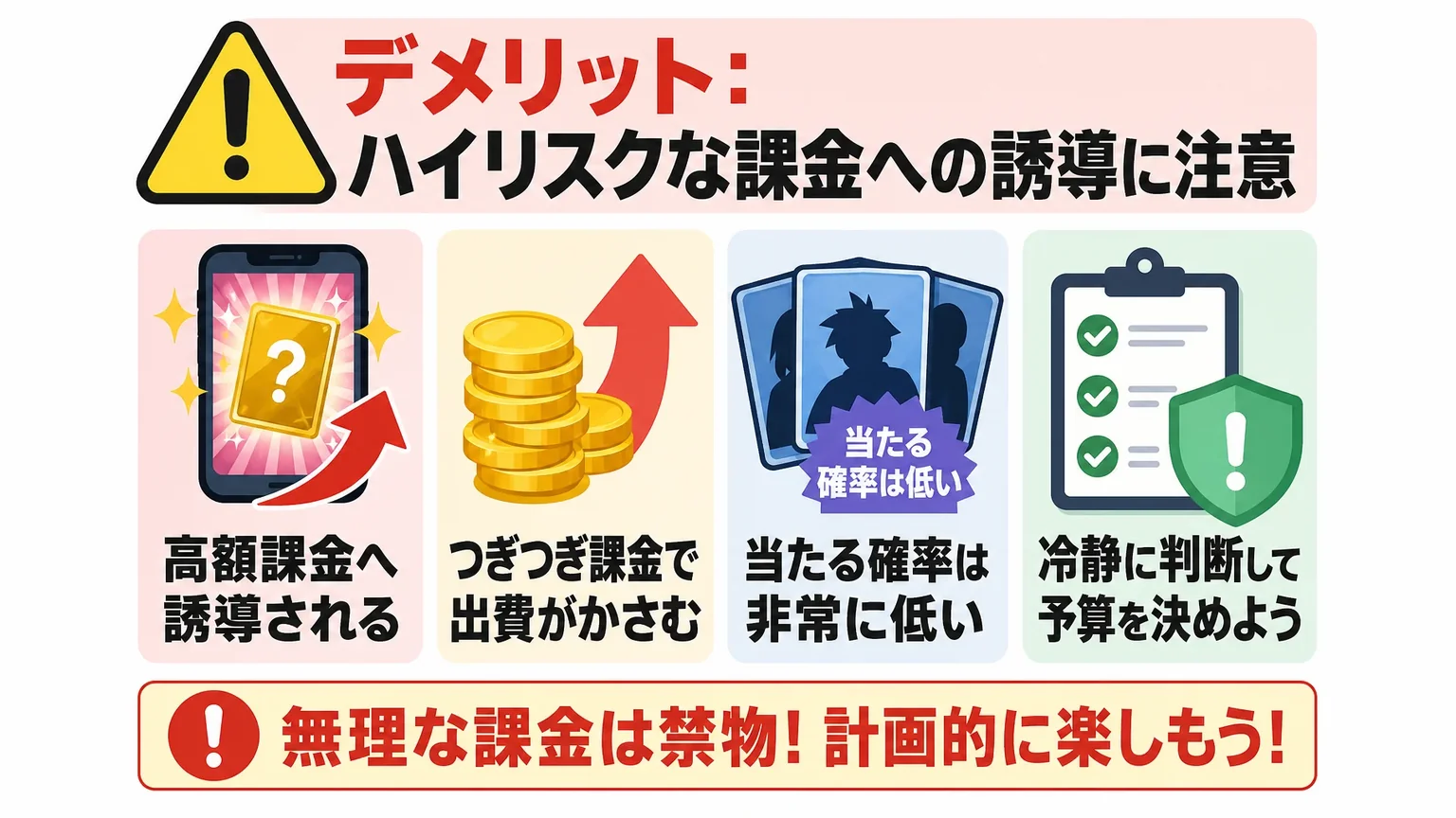デメリット:ハイリスクな課金への誘導に注意